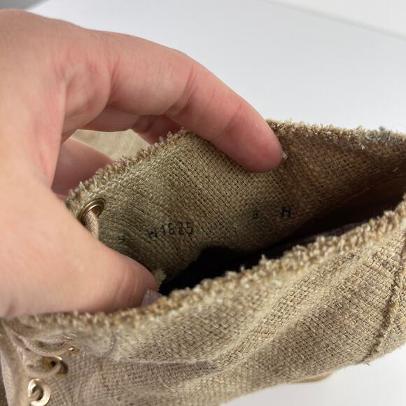 Stuart Weitzman Raffia Wood Heel Lace Up Wedge Heel Ankle Booties Size 8 - Picture 5 of 7